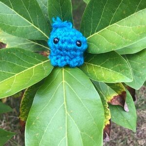 Handmade Crochet Light Blue Octopus Keychain